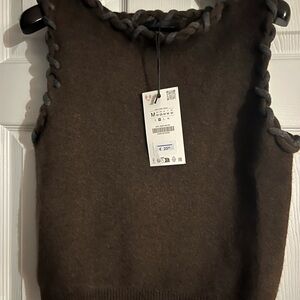 Zara Sleeveless Top with Braided Trim